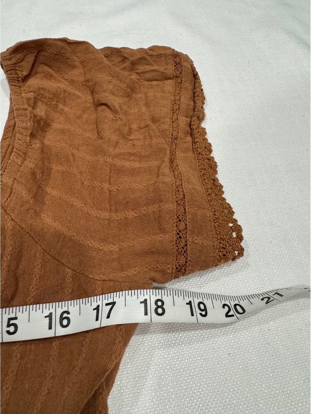 American Eagle Brown Cottagecore Lace Mini Dress Tiered Boho Large - Picture 7 of 9